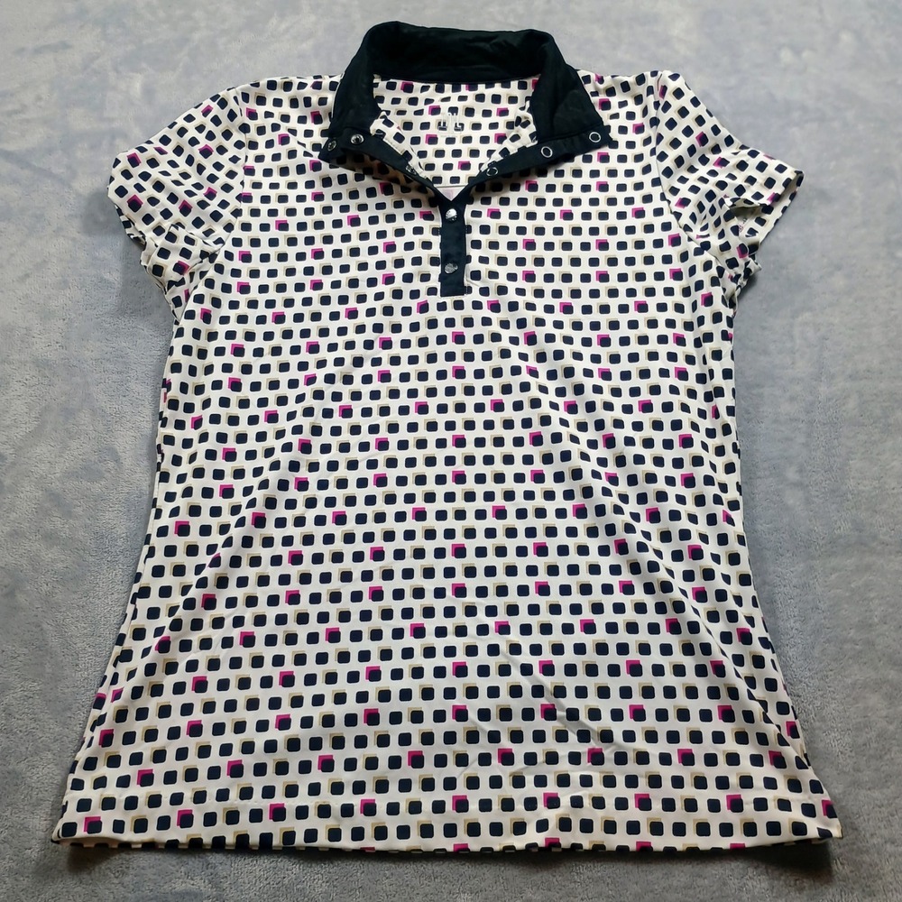Tail‎ Womens Golf Polo Shirt Geometric Print XS Short Sleeve Snap Placket
